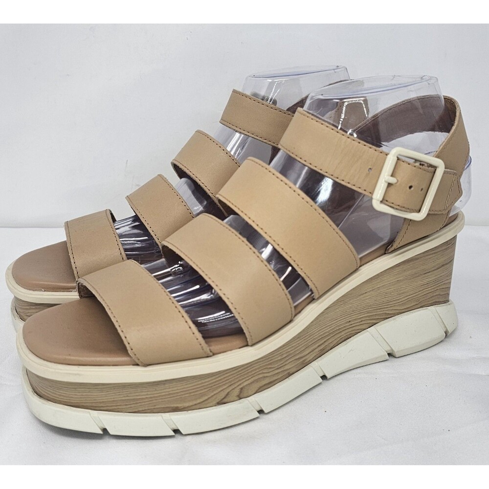 Sorel Tan Strappy Platform Wedge Sandals